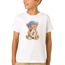 Söt Teddybjörn Initial A Sjöpojke T-Shirt