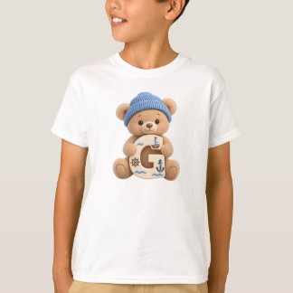 Söt Teddybjörn Initial G Sjöman Pojke T-Shirt