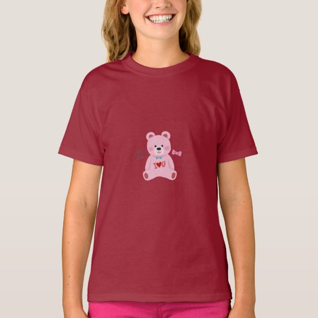 Söt Teddybjörn “Jag älskar dig” T-Shirt för barn  (Framsida)