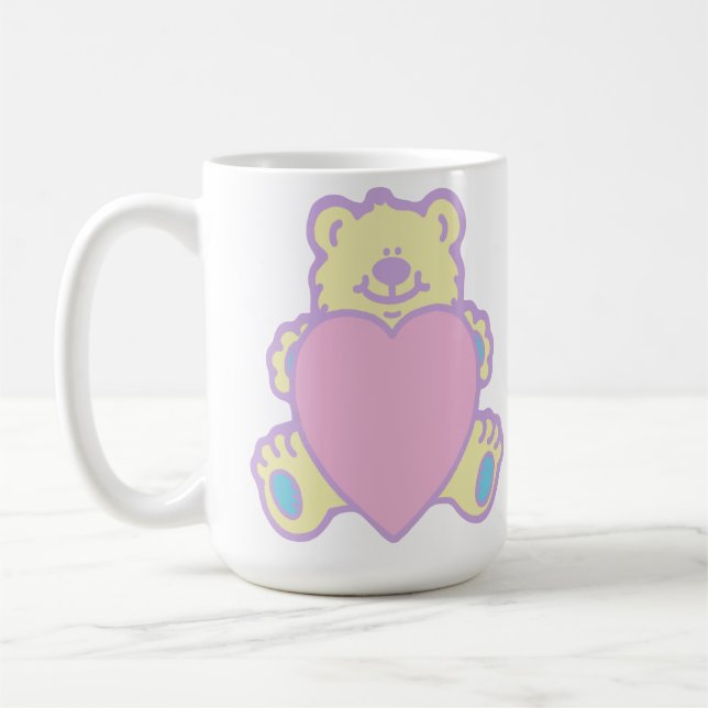 Söt teddybjörn kärlek hjärta kaffemugg (Vänster)