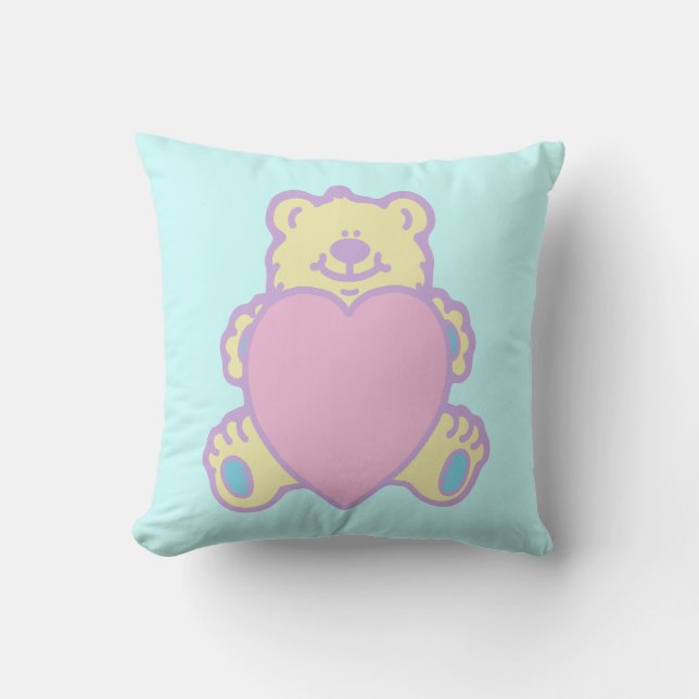 Söt teddybjörn kärlek hjärta kudde (Framsida)