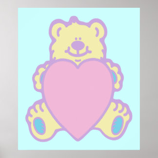 Söt teddybjörn kärlek hjärta poster