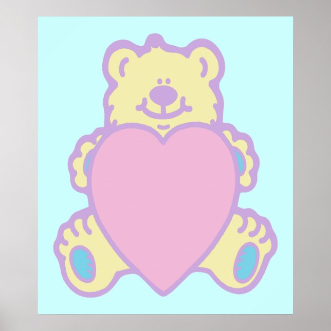 Söt teddybjörn kärlek hjärta poster (Framsidan)