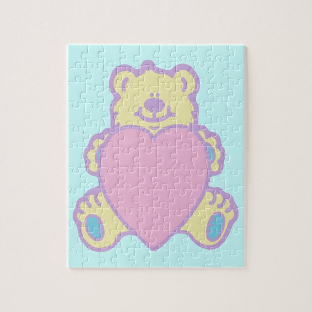 Söt teddybjörn kärlek hjärta pussel (Vertikal)