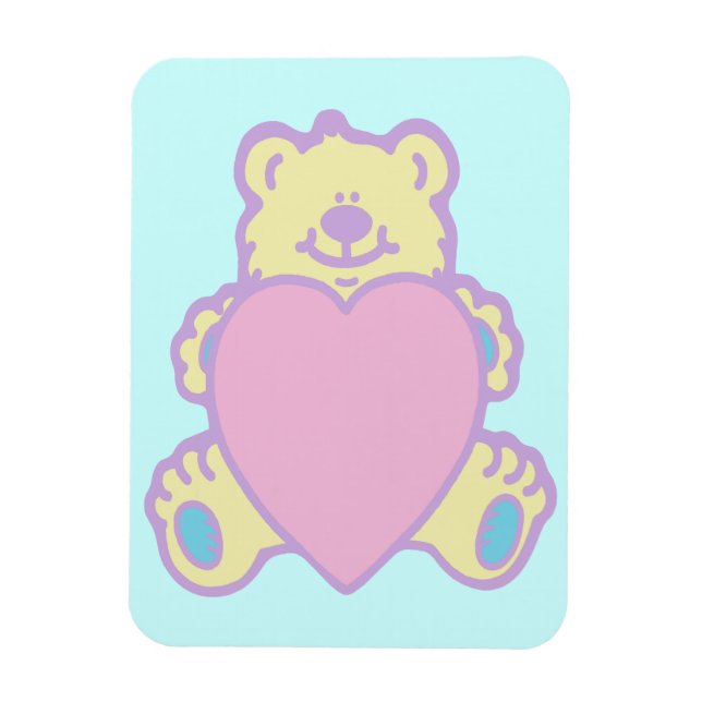 Söt Teddybjörn Kärlek Hjärtan Magnet (Vertikal)