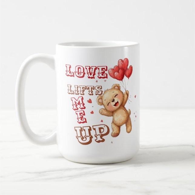 Söt Teddybjörn Kärlek Lyfter Mugg (Vänster)
