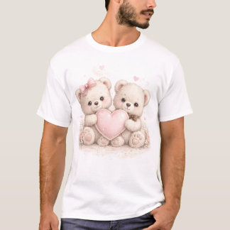 Söt Teddybjörn Kärlek T-Shirt – Behagligt Par Bea