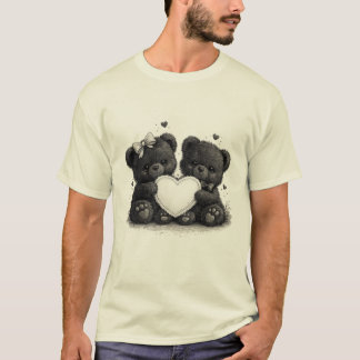 Söt Teddybjörn Kärlek T-Shirt – Söta Hjärtdesign