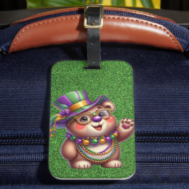 SÖT TEDDYBJÖRN KLÄDD FÖR MARDI GRAS BAGAGEBRICKA