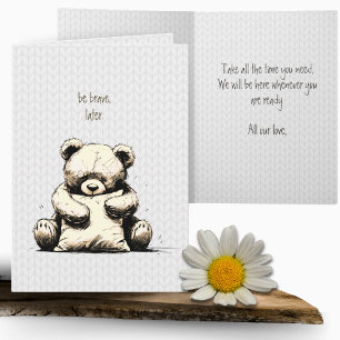 Söt Teddybjörn Kudd Mod Medkänsla Kort