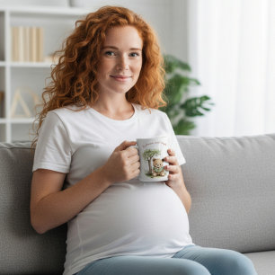 Söt teddybjörn läser bok Nästa kapitel Mamma prese Kaffemugg