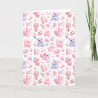 Söt Teddybjörn Mamma Clipart-paket | Pastellvatten Kort