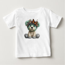 Söt teddybjörn med fjärilar Blommig plyschdocka