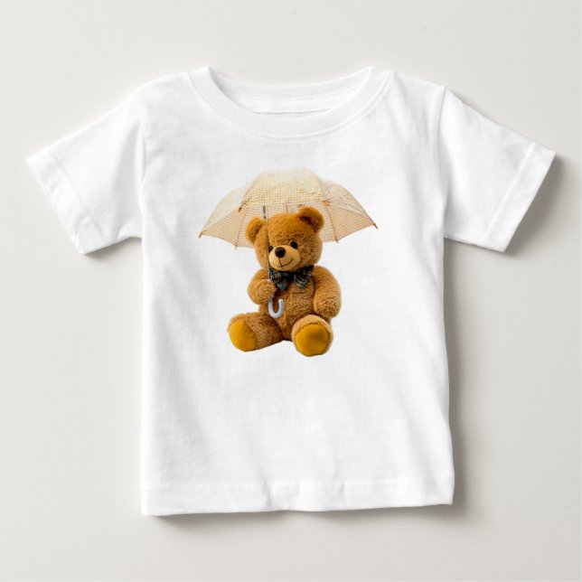 Söt teddybjörn med paraply  t shirt (Framsida)