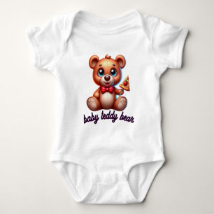 Söt teddybjörn med pizza t shirt