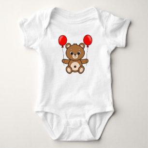 Söt teddybjörn med röda ballonger Bedårande teckna T Shirt