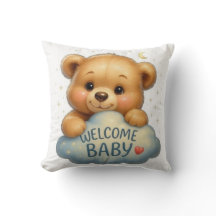 Söt teddybjörn på moln Välkommen bebis konst