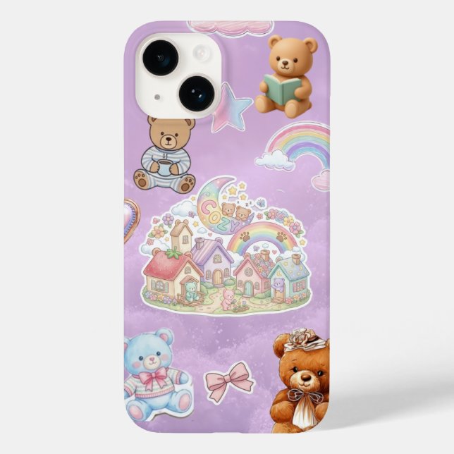 Söt Teddybjörn Pastell Lila Estetik  (Baksida)