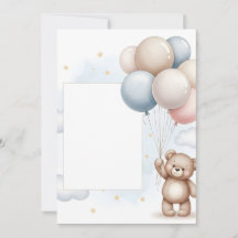 Söt Teddybjörn Pastellfärgade Ballonger Inbjudning