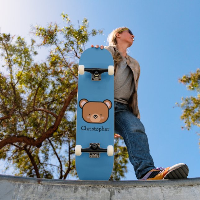 Söt Teddybjörn Personlig  Mini Skateboard Bräda 18,5 Cm (Utomhus 1)