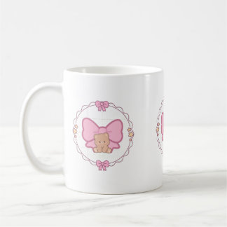 Söt Teddybjörn Rosa Band Keramikkopp - Kawa Kaffemugg