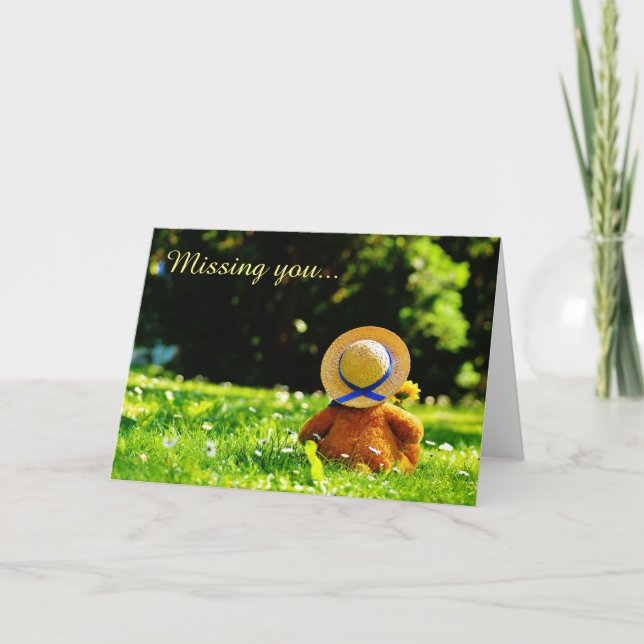 Söt Teddybjörn Saknar Dig Grattiskort Kort (Framsida)