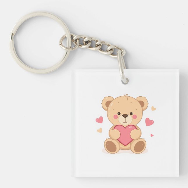 Söt teddybjörn som håller hjärta – Alla hjärtans d (Framsidan)