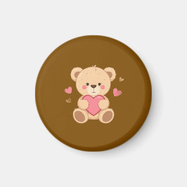 Söt teddybjörn som håller hjärta – Valentinskärlek Magnet