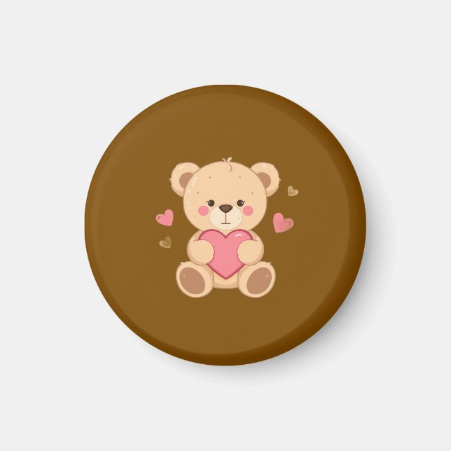 Söt teddybjörn som håller hjärta – Valentinskärlek Magnet (Framsidan)