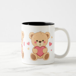 Söt teddybjörn som håller hjärta – Valentinskärlek Två-Tonad Mugg