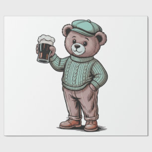Söt teddybjörn som håller öl presentpapper