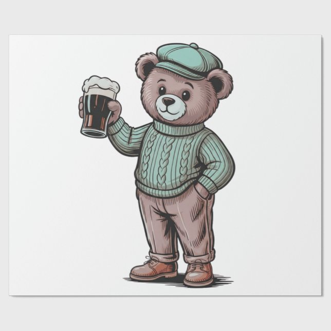 Söt teddybjörn som håller öl presentpapper (Platt)