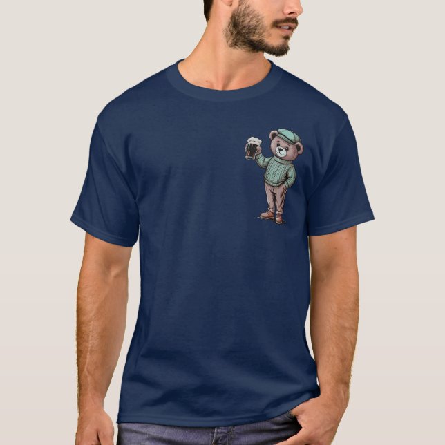 Söt teddybjörn som håller öl t shirt (Framsida)