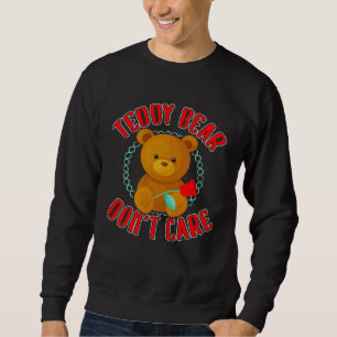 Söt Teddybjörn Stoppat Djur Don t Care Lång Ärmad Tröja