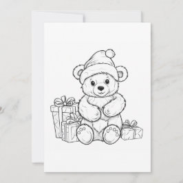 Söt Teddybjörn Tomte Barn Färgläggning Jul  Julkort