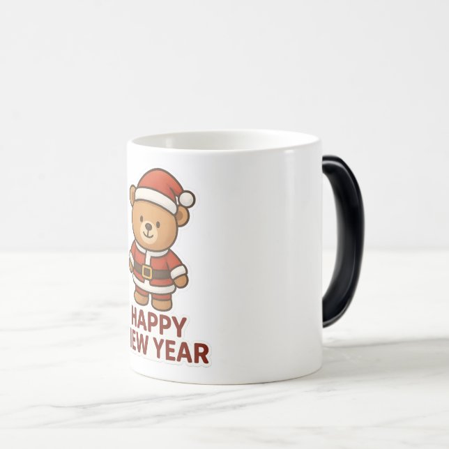 Söt Teddybjörn Tomte God Jul Sticker Magisk Mugg (Framsida höger)