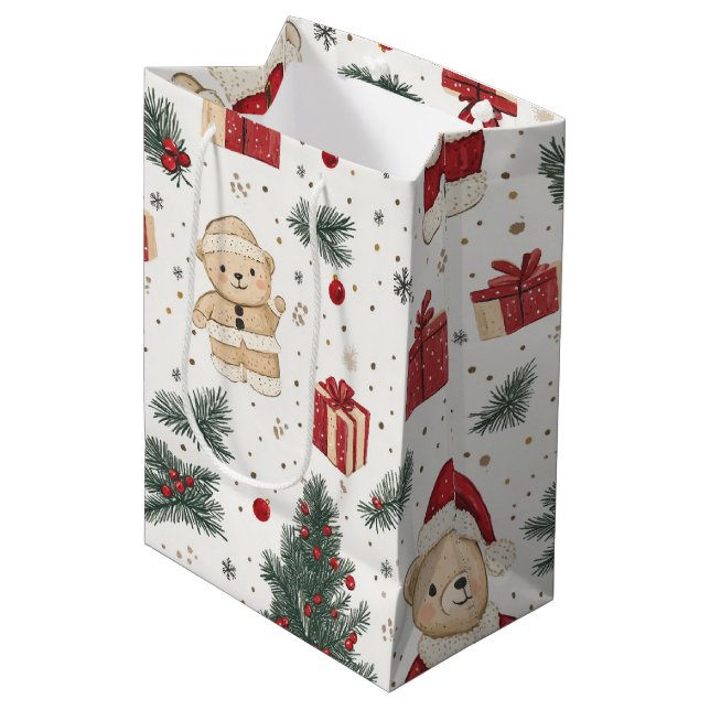 Söt teddybjörn & tomte på vit (3) (Framsidan Vinklad)