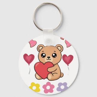 Söt Teddybjörn Valentine Nyckelring