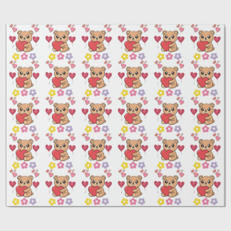 Söt Teddybjörn Valentine Presentpapper