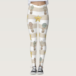 Söt teddybjörn varmluftsballong neutral mönster 1 leggings