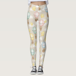 Söt teddybjörn varmluftsballong neutralt mönster 2 leggings