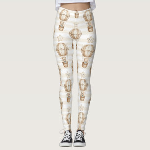 Söt teddybjörn varmluftsballong Neutralt mönster 4 Leggings