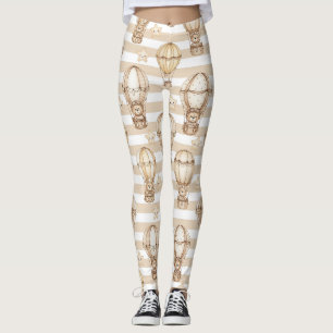Söt teddybjörn varmluftsballong Neutralt mönster 5 Leggings