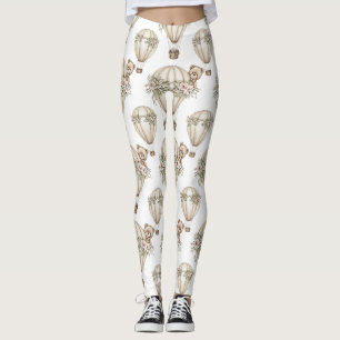 Söt teddybjörn varmluftsballong neutralt mönster 6 leggings