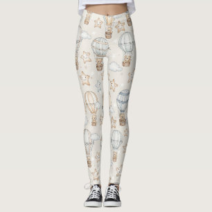 Söt teddybjörn varmluftsballong Neutralt mönster 7 Leggings
