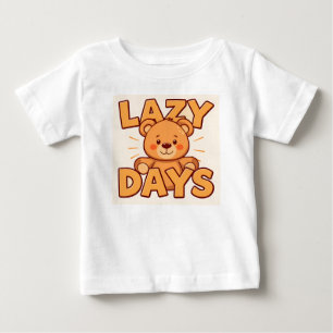 Söt Teddybjörnillustration med texten Lazy Days T Shirt