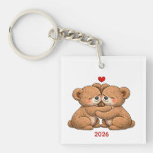 Söt Teddybjörnpar i kärlek – Broderad stil