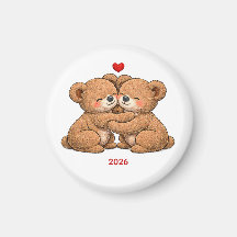 Söt Teddybjörnpar i kärlek – Broderad stil