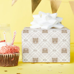 Söt teddybjörnrutig presentpapperrulle presentpapper