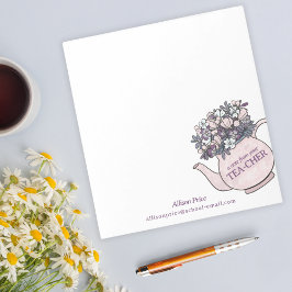 Söt Tekanna och Flowers Teacher Gift Anteckningsbl Anteckningsblock